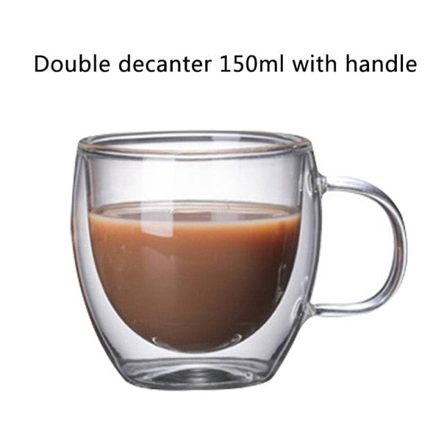 Tasse à café en verre transparent